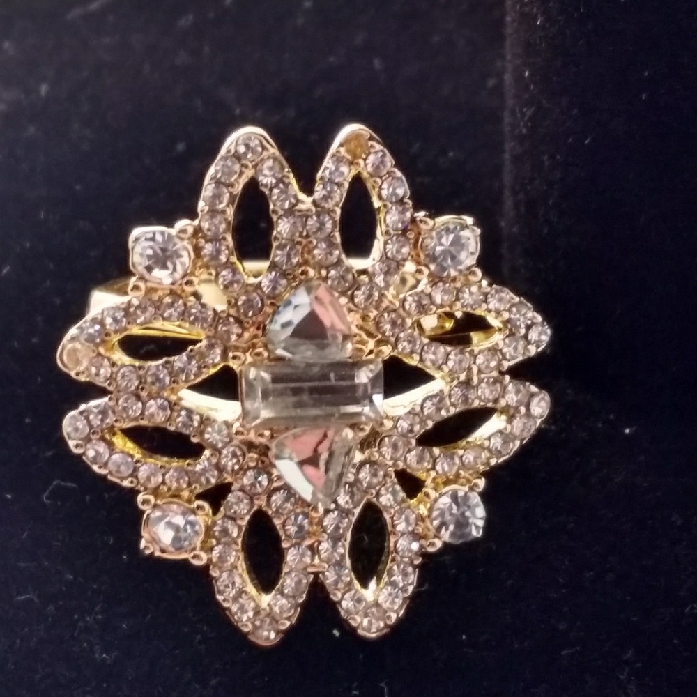 Gold & Crystal Cocktail Ring